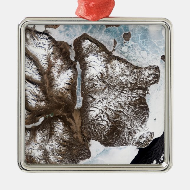 Havsisen linjer vid kustlinjen i östra Greenlan Julgransprydnad Metall (Framsidan)