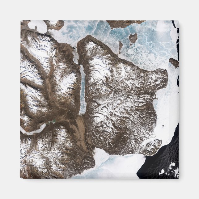 Havsisen linjer vid kustlinjen i östra Greenlan Magnet (Framsidan)