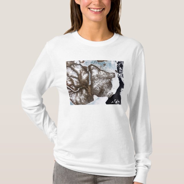 Havsisen linjer vid kustlinjen i östra Greenlan T Shirt (Framsida)