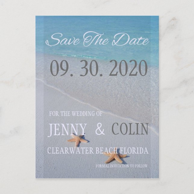 Havskärlek Strand Sjöstjärna Foto Spara Datumet Meddelande Vykort (Framsida)