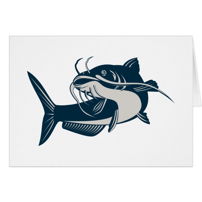 havskatt som simmar upp hälsningskort (Framsidan Horizontal)