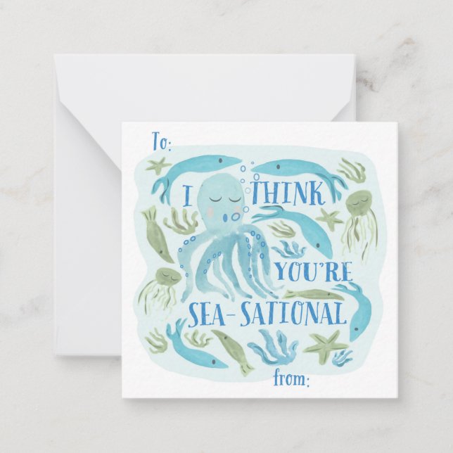 Havsklassrummet Valentine Anteckningskort (Framsida)