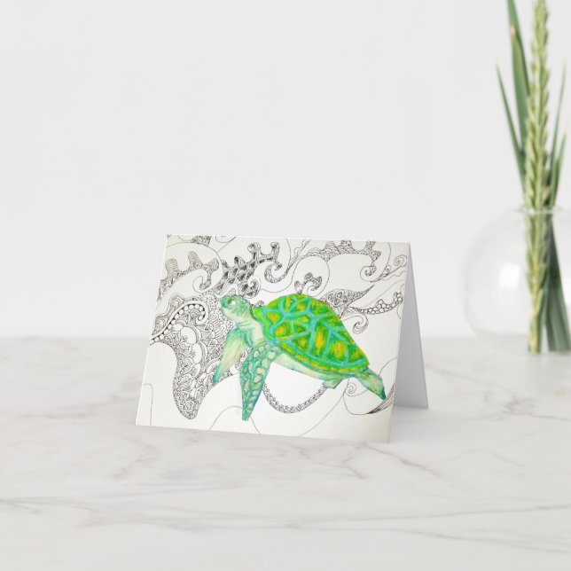 havsköldpadda teckning helgkort (Framsida)