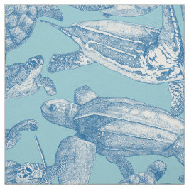 Havsköldpaddor, kobolt, himmel blå tyg