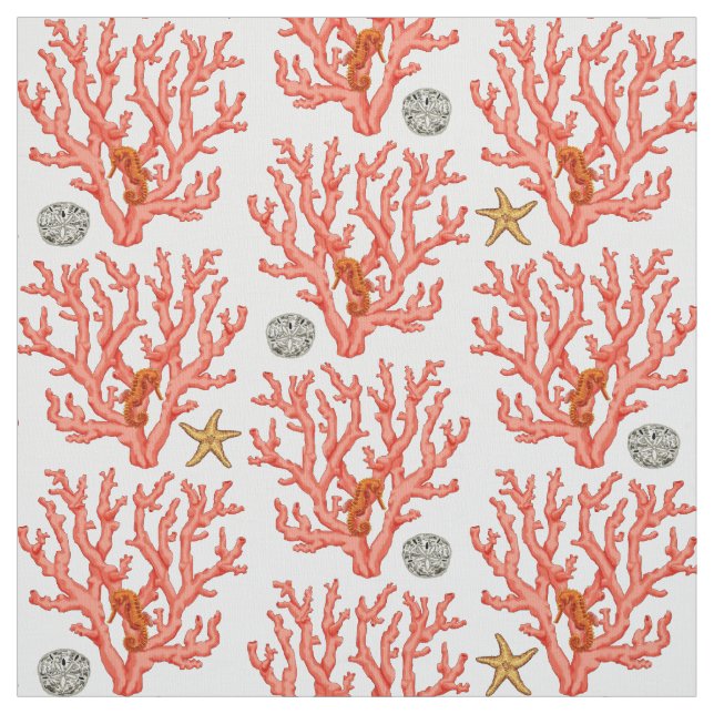 Havskoral, sanddollar och stjärnfisk tyg (Provkarta)