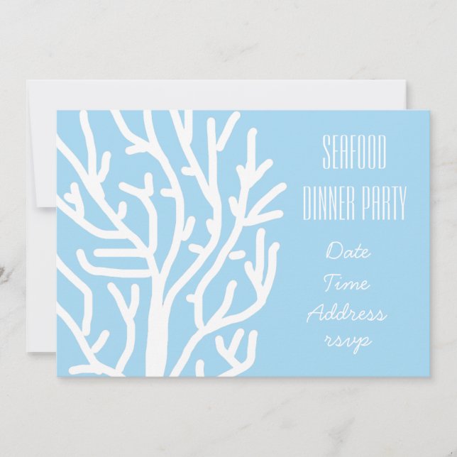 Havskorallatsmat i sjömaten party inbjudningar (Framsida)