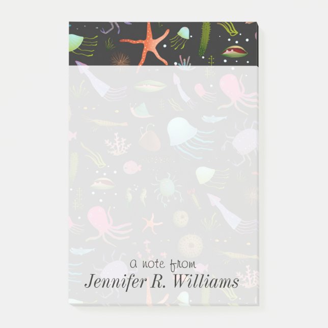 Havskritorer Mönster| Lägg till ditt namn Post-it Block (Framsida)