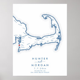 Havskröningsbröllop Navy Modern Gästboksposter Poster