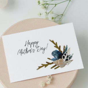 Havskust Blå Iris & Snäckskal Mors dag Kort