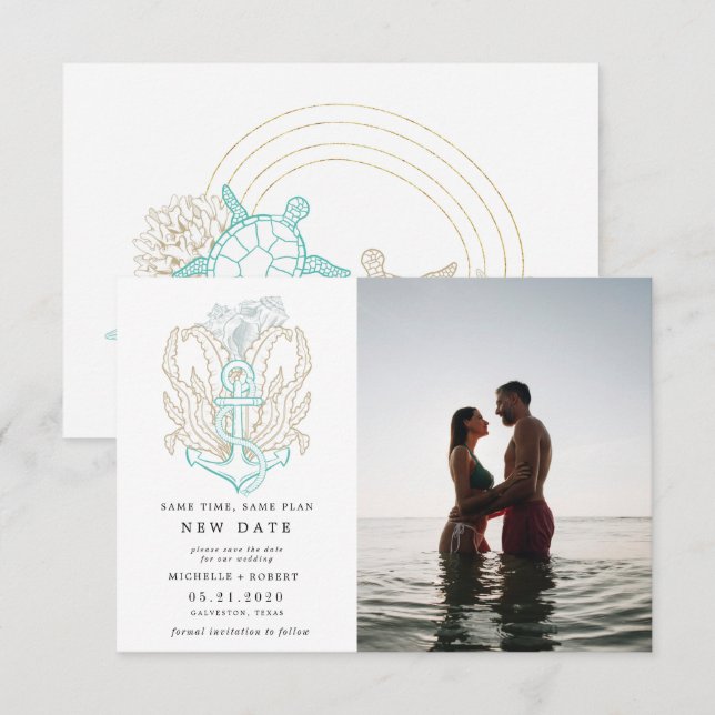 Havskust Foto Ändra datum Inbjudan (Fram/baksida)