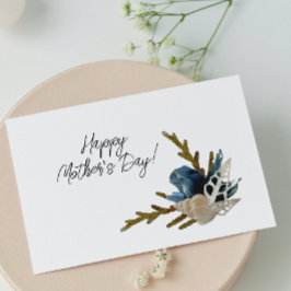 Havskustblå Iris- och Seashell-Mor-dagen Kort