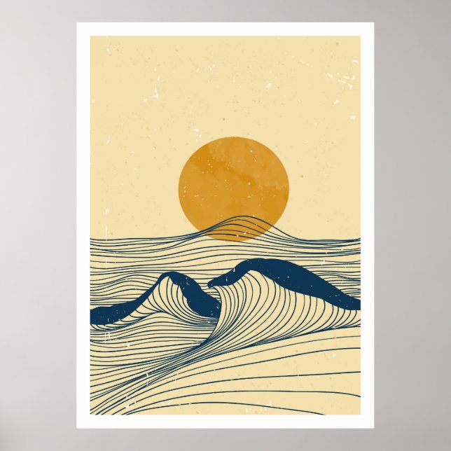 Havslandskap med vågor poster (Framsidan)