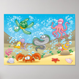 Havsliv 28 cm x 22 cm, Affischpapper (Matta) Poster
