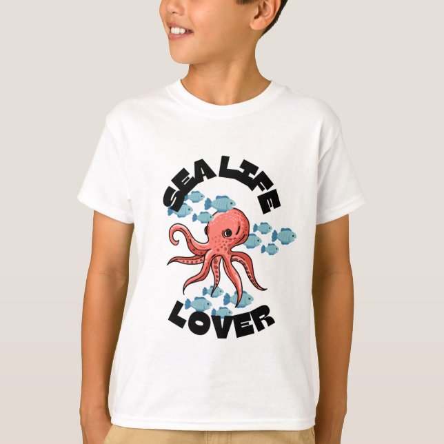 Havsliv älskare bläckfisk Kids Basic T-Shirt (Framsida)