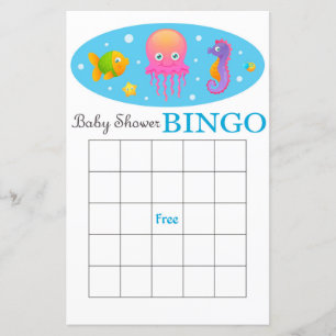 Havsliv baby shower bingo kort