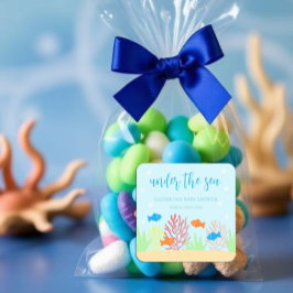 Havsliv Baby Shower Fyrkantigt Klistermärke