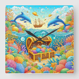 Havsliv Fyrkantig Klocka