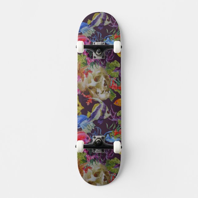Havsliv Grunge-mönster Old School Skateboard Bräda 21,6 Cm (Framsida)