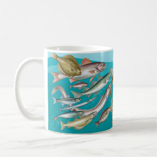Havsliv, hav beskådar fiskmuggen, havsfiske kaffemugg