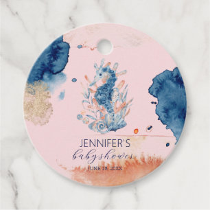 Havsliv Seahorse Baby Shower Gåvor Etiketter