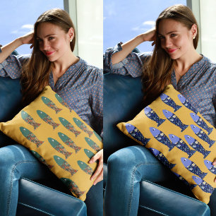 Havsliv, Sjö-hus, borta fiske Prydnadskudde