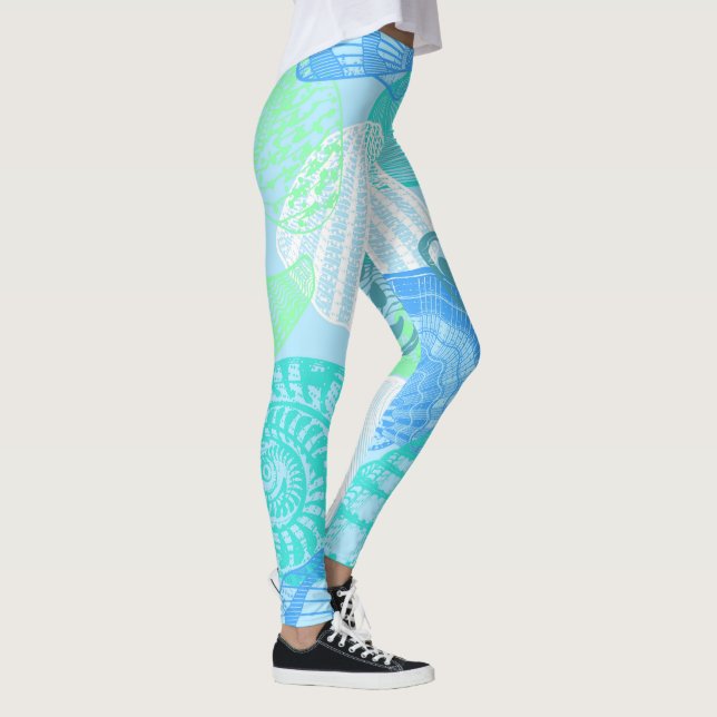 Havsliv Sömlöst Mönster Leggings  (Höger)
