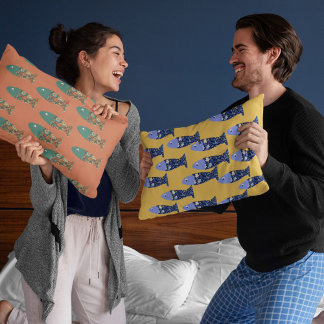 Havsliv, strandhus, fisk, älskare prydnadskudde