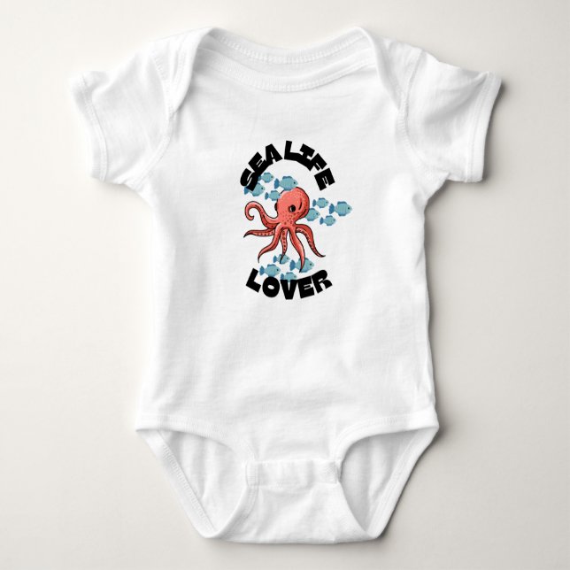 havslivet älskare bläckfisk Baby Jersey Bodydräkt T Shirt (Framsida)