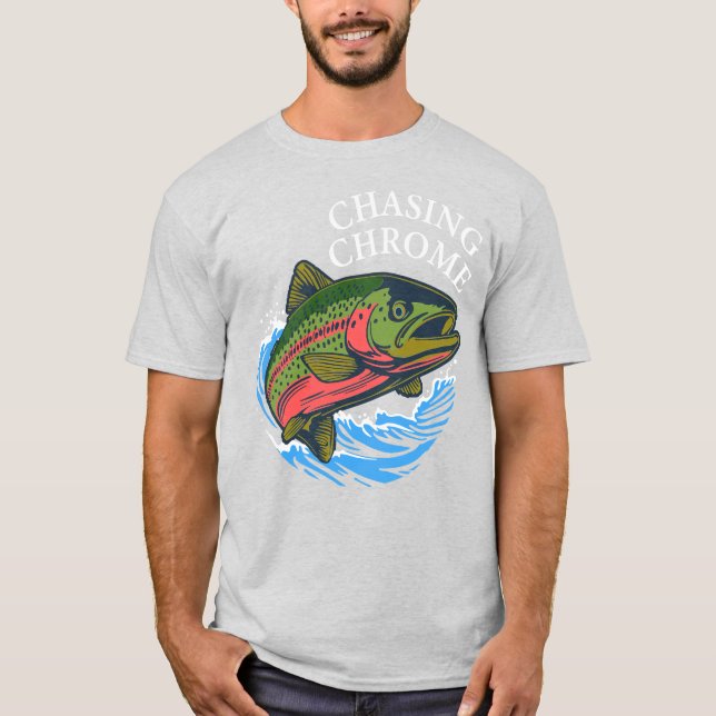 Havslöpande Cutthroat Jagar Chrome Öring T Shirt (Framsida)