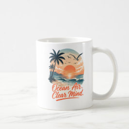 Havsluft. Rättare sinne. | Vintage kustnära solned Kaffemugg