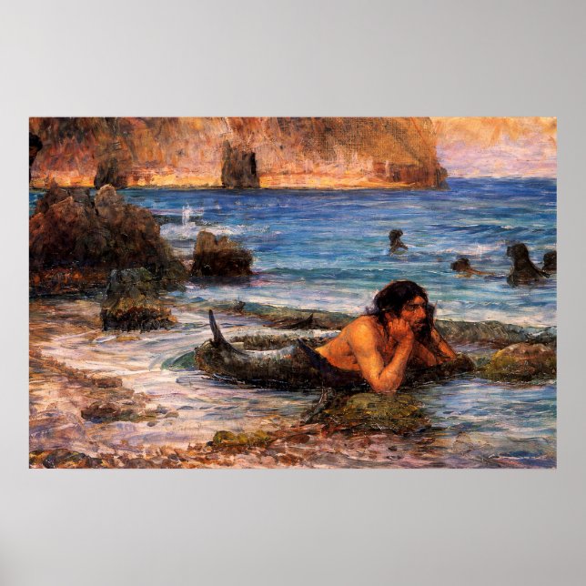 Havsmannen av John William Waterhouse Poster (Framsidan)