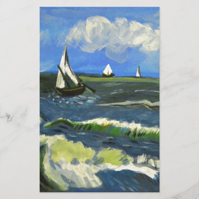 Havsmiljö vid Saintes-Maries, Van Gogh Brevpapper (Framsida)