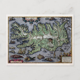 Havsmonster i Island 1585 Karta vykort