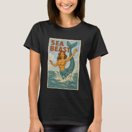 Havsmonster Retro Havsfröken | Roligt Kustnära Str T Shirt