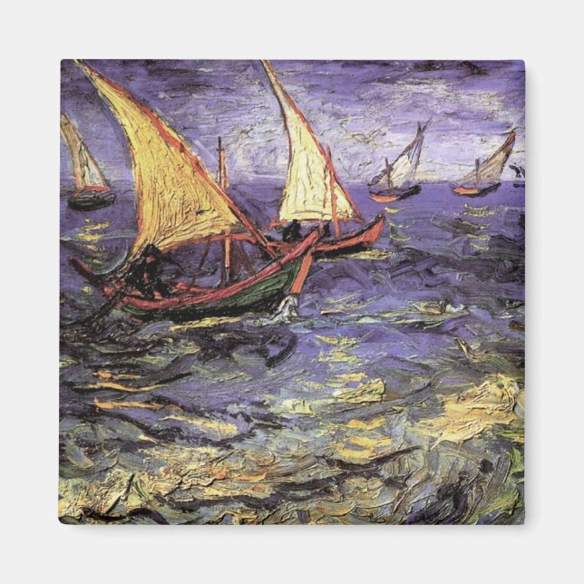 Havsmotiv från Saintes Maries av Vincent van Gogh Magnet (Framsidan)