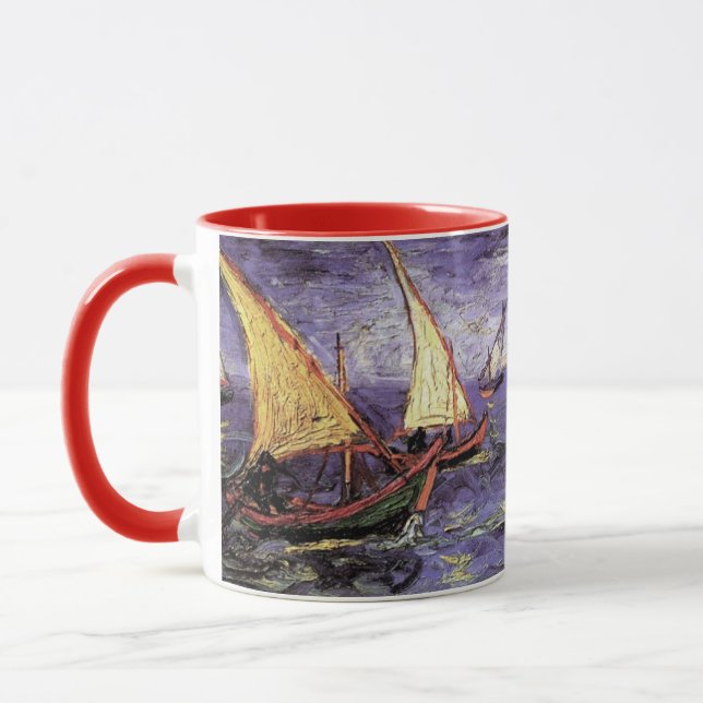 Havsmotiv från Saintes Maries av Vincent van Gogh Mugg (Vänster)