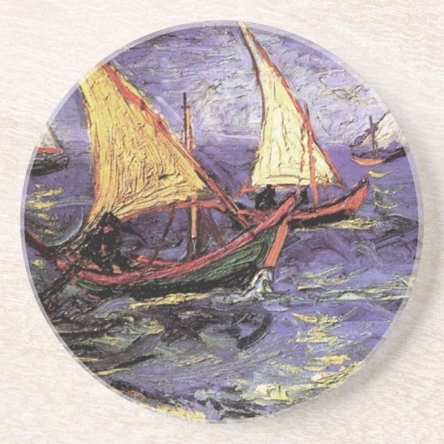 Havsmotiv från Saintes Maries av Vincent van Gogh Underlägg Sandsten (Framsidan)