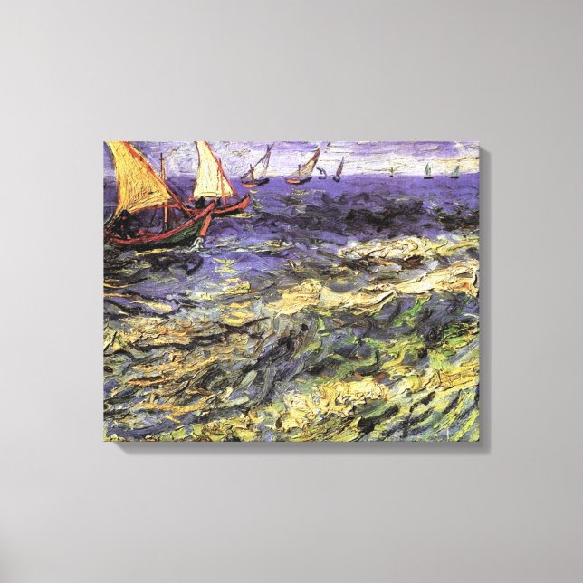 Havsmotiv vid Saintes-Maries av Vincent van Gogh Canvastryck (Framsida)