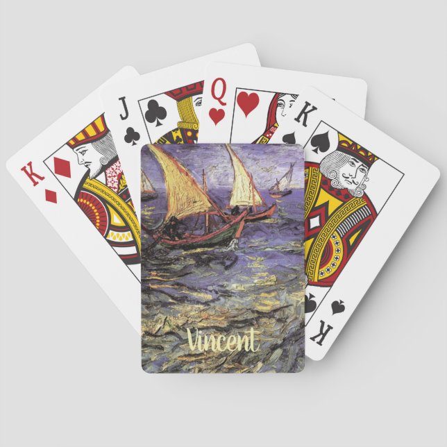 Havsmotiv vid Saintes Maries av Vincent van Gogh Casinokort (Baksidan)