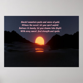 havsolnedgång i bergsvågen Aesthetic Poster