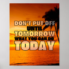 Havsolnedgång i handflatan | Motiveringsmening Poster