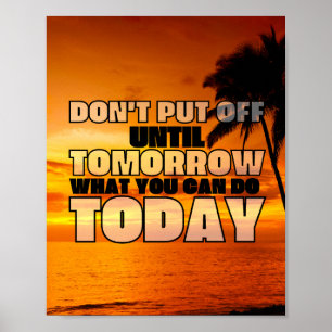 Havsolnedgång i handflatan Motiveringsmening Poster