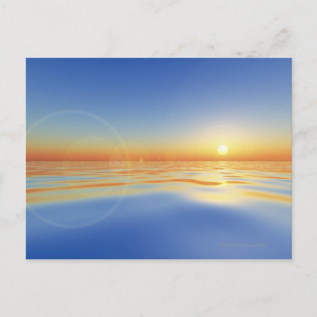 Havsområde med sol vykort (Framsida)