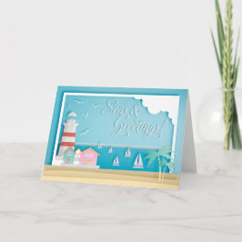 Havsområden och Hälsning Seaside Helgdag Kort
