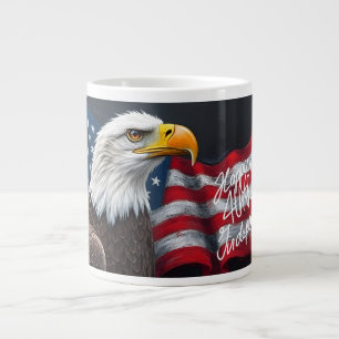 Havsörn med amerikansk flagga 4 juli-konst jumbo mugg