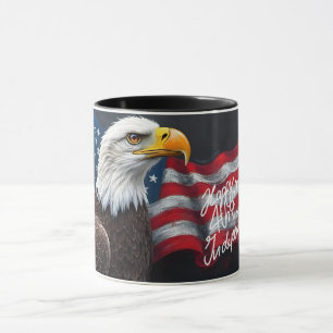 Havsörn med amerikansk flagga 4 juli-konst mugg
