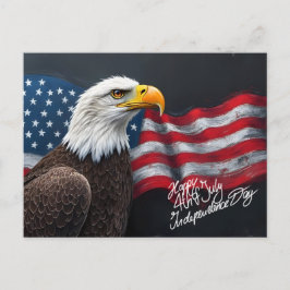 Havsörn med amerikansk flagga 4 juli-konst vykort