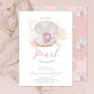 Havspärls Snigelskal Rosa Flick Bebis firande Inbjudningar