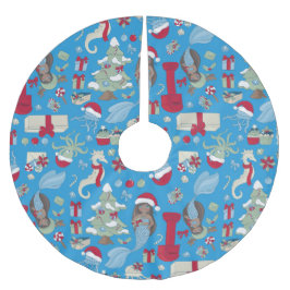 Havsruda, svart sjöjungfru, seahorsejellyfish julgransmatta borstad polyester