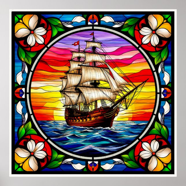 ⛵ Havsseglande dekoration för kustinspirerade utry Poster (Framsidan)